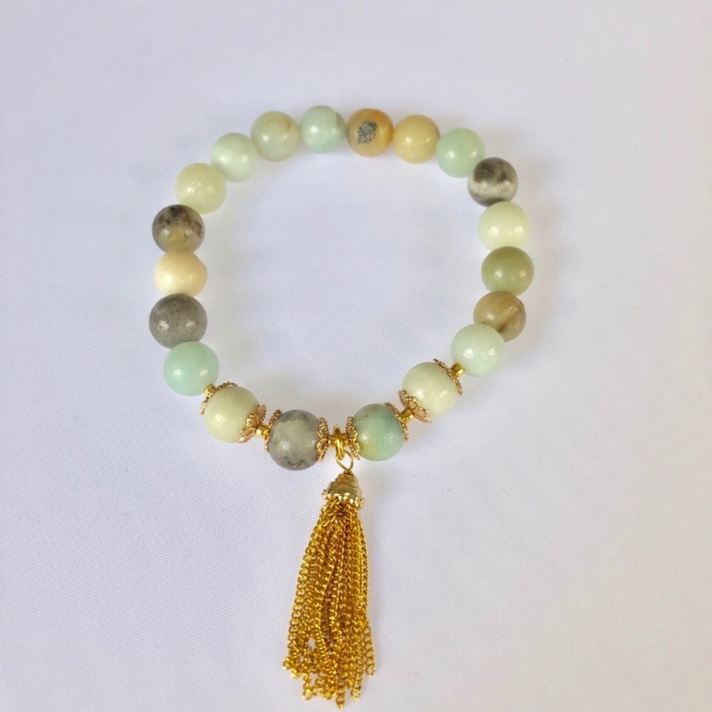 Amazonite Gemstone Blue Beaded Bracelet-1010 - Picture 4 of 5